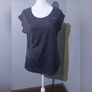 Nike Women’s Black Sheer Short‑Sleeve Top | Lightweight Active Tee | Size M
